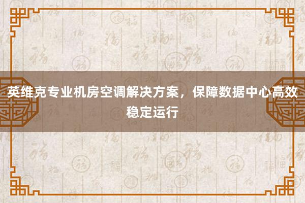 英维克专业机房空调解决方案，保障数据中心高效稳定运行